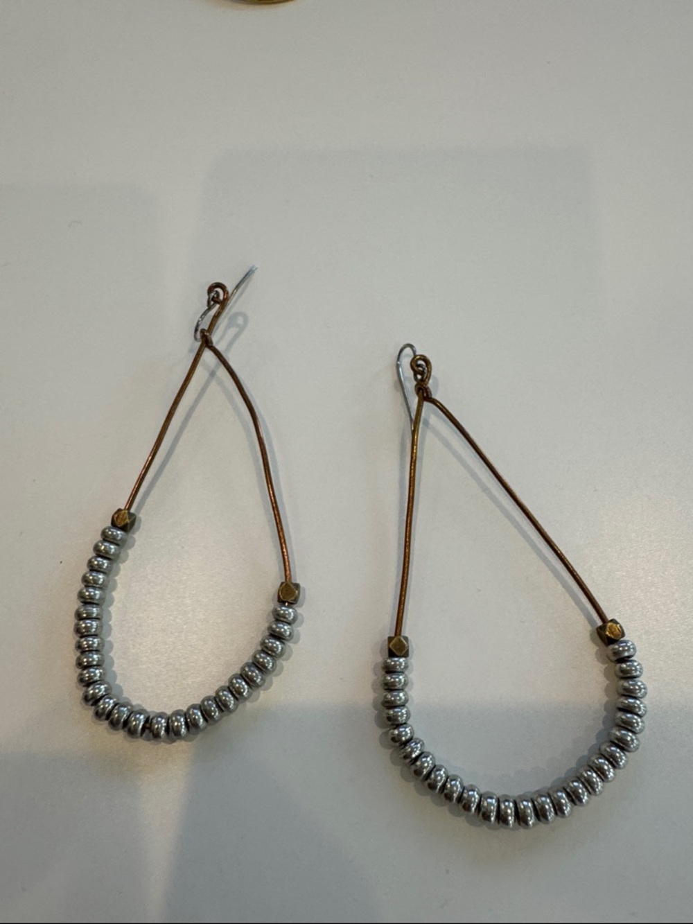 Silver Beaded Teardrop Hoop Earrings - Women Jewelry